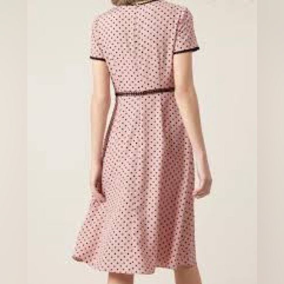 Hobbs London Maria Polka Dot Size 4 Blush Pink Fit & Flare Midi Dress - Picture 3 of 16